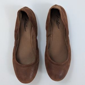 Lucky Brand Emmie Foldable Flats Brown Tan Nubuck